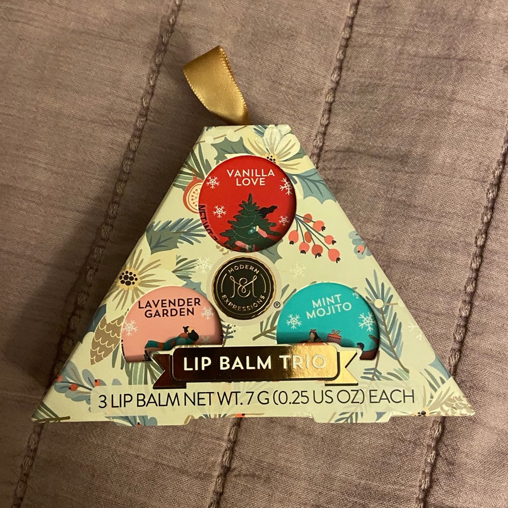 Winter holiday lip balm trio